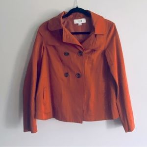 Forever 21 Women's Orange Fall Button Up Light Jacket Coat with Hood Size 4